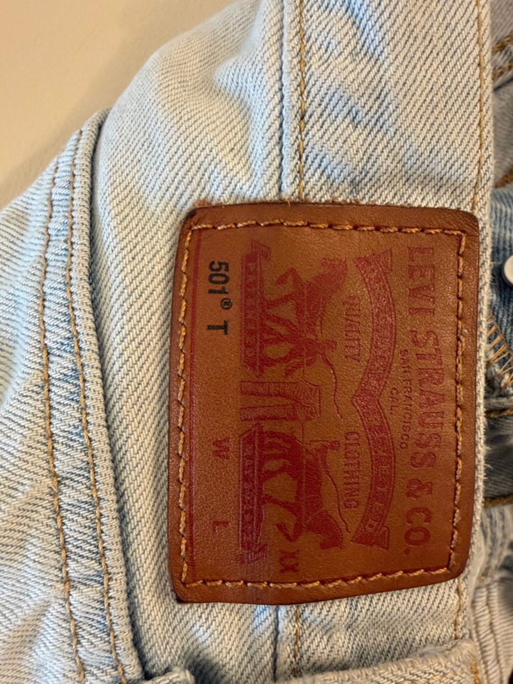 Levi's Light Blue Distressed Denim Cutoff Shorts - Picture 3 of 4